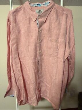 Madda Fella Ernest Linen long sleeved button down shirt - size XXL - island cora